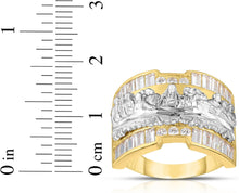 Load image into Gallery viewer, 10k Yellow Gold and White Gold Last Supper Baugette CZ Ring(Small, 16mm)