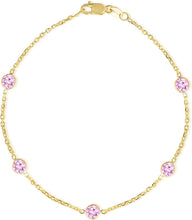 Load image into Gallery viewer, 14k Yellow Gold 4mm Round Birthstone Cable Bracelet or Anklet