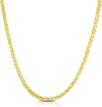 Load image into Gallery viewer, 10k Yellow Gold 3.5mm Lite Round Wheat Palm Chain Franco Necklace