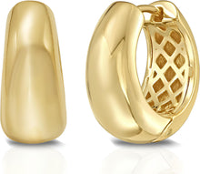 Load image into Gallery viewer, 925 Sterling Silver or 14k Gold over Silver 15mm Graduated Sculpted Hoop Earrings