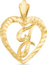 Load image into Gallery viewer, 10k Yellow Gold 0.7" Personalized Alphabet Letter A - Z Initial Heart Pendant with optional Extendable Cable Chain Necklace
