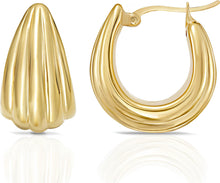 Load image into Gallery viewer, 925 Sterling Silver or 14k Gold over Silver 21.7mm Scalloped Hoop Earrings