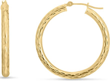 Load image into Gallery viewer, 14k Yellow Gold 3mm Diamond Cut Tube Hoop Earrings