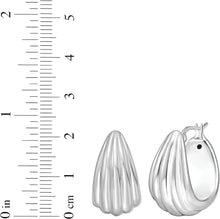 Load image into Gallery viewer, 925 Sterling Silver or 14k Gold over Silver 21.7mm Scalloped Hoop Earrings