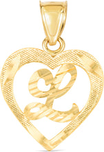Load image into Gallery viewer, 10k Yellow Gold 0.5" Personalized Alphabet Letter A - Z Initial Heart Pendant with optional Extendable Cable Chain Necklace