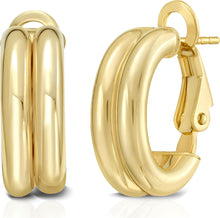 Load image into Gallery viewer, 14k Yellow Gold 10mm Double Row Hoop Earrings