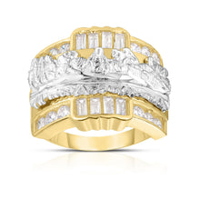 Load image into Gallery viewer, 10k Yellow Gold and White Gold Last Supper Baugette CZ Ring(Large, 19mm)
