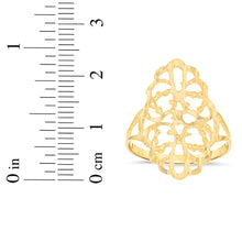Load image into Gallery viewer, 10k Yellow Gold 23.3mm Oval Flower Openwork Filigree Ring