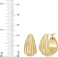 Load image into Gallery viewer, 925 Sterling Silver or 14k Gold over Silver 21.7mm Scalloped Hoop Earrings