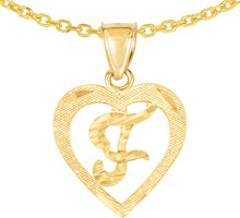 Load image into Gallery viewer, 10k Yellow Gold 0.5" Personalized Alphabet Letter A - Z Initial Heart Pendant with optional Extendable Cable Chain Necklace