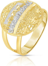 Load image into Gallery viewer, 10k Yellow Gold and White Gold Round Last Supper Double Band Ring