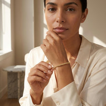 Load image into Gallery viewer, 14k Yellow Gold Sparkle Beaded Link Chain Bracelet, 7 Inch