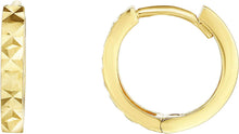 Load image into Gallery viewer, 14k Yellow Gold 10.6mm Diamond Cut Huggie Earrings