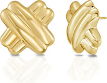 Load image into Gallery viewer, 925 Sterling Silver or 14k Gold over Silver 22.8mm Puffy Double X Stud Earrings