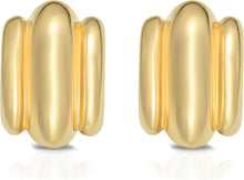 Load image into Gallery viewer, 14k Yellow Gold 19mm Triple Bar Half Hoop Earrings