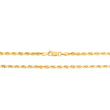 Load image into Gallery viewer, 10k Yellow Gold 3mm Solid Diamond Cut Rope Chain Necklace