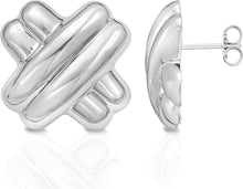 Load image into Gallery viewer, 925 Sterling Silver or 14k Gold over Silver 22.8mm Puffy Double X Stud Earrings