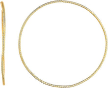Load image into Gallery viewer, 14k Yellow Gold 1.2mm x 40mm Textured Diamond Cut Round Circle Tube Endless Hoop Earrings