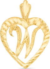 Load image into Gallery viewer, 10k Yellow Gold 0.7" Personalized Alphabet Letter A - Z Initial Heart Pendant with optional Extendable Cable Chain Necklace