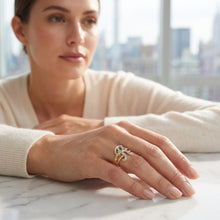 Load image into Gallery viewer, 10k Two-Tone Yellow Gold and White Gold 15mm Personalized A-Z Initial Cursive Letter Ring, Sizes 3 - 10
