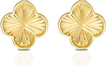 Load image into Gallery viewer, 14k Yellow Gold 10.5mm Radiating Clover Stud Earrings