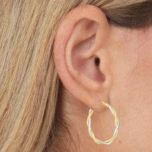 Load image into Gallery viewer, 10k Two-Tone Gold 26mm Intertwined Oval Hoop Earrings