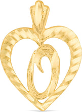 Load image into Gallery viewer, 10k Yellow Gold 0.7" Personalized Alphabet Letter A - Z Initial Heart Pendant with optional Extendable Cable Chain Necklace