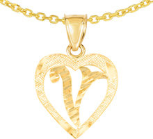 Load image into Gallery viewer, 10k Yellow Gold 0.5" Personalized Alphabet Letter A - Z Initial Heart Pendant with optional Extendable Cable Chain Necklace