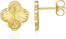 Load image into Gallery viewer, 14k Yellow Gold 10.5mm Radiating Clover Stud Earrings