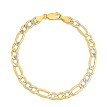 Load image into Gallery viewer, 10k Yellow Gold and White Gold 4.5mm Solid Two-Tone Figaro Chain Bracelet or Anklet