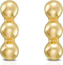 Load image into Gallery viewer, 14k Yellow Gold 5.7mm Beaded Bar Stud Earrings