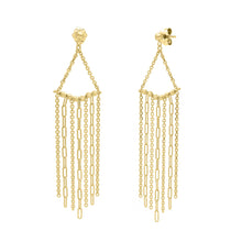 Load image into Gallery viewer, 14k Yellow Gold 68mm Triangle Fringe Earrings