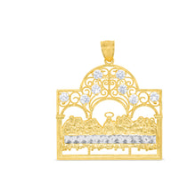 Load image into Gallery viewer, 10k Yellow Gold Diamond Cut Last Supper CZ Religious Pendant