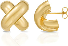 Load image into Gallery viewer, 925 Sterling Silver or 14k Gold over Silver 16mm Puffy X Stud Earrings