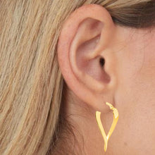 Load image into Gallery viewer, 14k Yellow Gold or White Gold 29mm Teardrop Twist Freeform Earrings