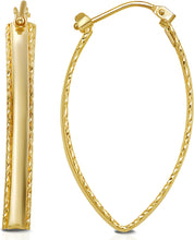 Load image into Gallery viewer, 14k Yellow Gold Textured Marquise Hoop Earrings