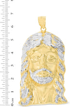 Load image into Gallery viewer, 10k Yellow Gold Face of Jesus Christ Two-Tone Religious Pendant