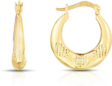 Load image into Gallery viewer, 10k Yellow Gold 19mm Textured Triple Heart Shape Hoop Earrings