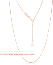 Load image into Gallery viewer, 14k Yellow Gold or White Gold or Rose Gold 1.1mm Classic Cable Adjustable Chain Necklace