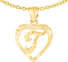 Load image into Gallery viewer, 10k Yellow Gold 0.5" Personalized Alphabet Letter A - Z Initial Heart Pendant with optional Extendable Cable Chain Necklace