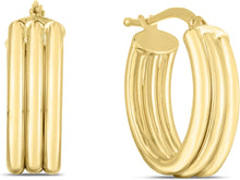 Load image into Gallery viewer, 14k Yellow Gold 17mm Triple Row Oval Hoop Earrings