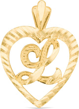 Load image into Gallery viewer, 10k Yellow Gold 0.7" Personalized Alphabet Letter A - Z Initial Heart Pendant with optional Extendable Cable Chain Necklace