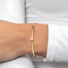 Load image into Gallery viewer, Italian .11cttw Diamond 14k Two-Tone Gold 2.4mm Omega Charm Bracelet, 7 Inch
