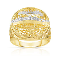 Load image into Gallery viewer, 10k Yellow Gold and White Gold Round Last Supper Textured Ring
