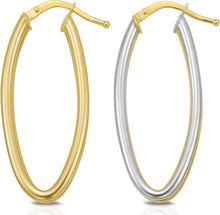 Load image into Gallery viewer, 14k Two-Tone Gold 34.2mm Double Row Marquise Hoop Earrings