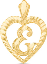 Load image into Gallery viewer, 10k Yellow Gold 0.7" Personalized Alphabet Letter A - Z Initial Heart Pendant with optional Extendable Cable Chain Necklace