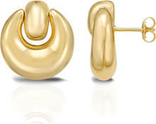 Load image into Gallery viewer, 925 Sterling Silver or 14k Gold over Silver 21mm Puffy Door Knocker Stud Earrings
