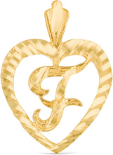 Load image into Gallery viewer, 10k Yellow Gold 0.7" Personalized Alphabet Letter A - Z Initial Heart Pendant with optional Extendable Cable Chain Necklace
