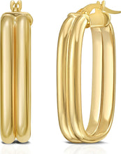 Load image into Gallery viewer, 14k Yellow Gold 21mm Double Row Paperclip Hoop Earrings