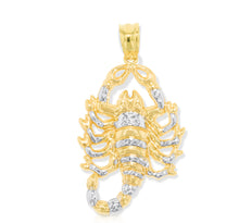 Load image into Gallery viewer, 10k Yellow Gold Scorpion Two-Tone Religious Pendant